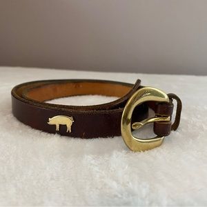 Leather Belt w/ Metal Pig Embellishments/Studs